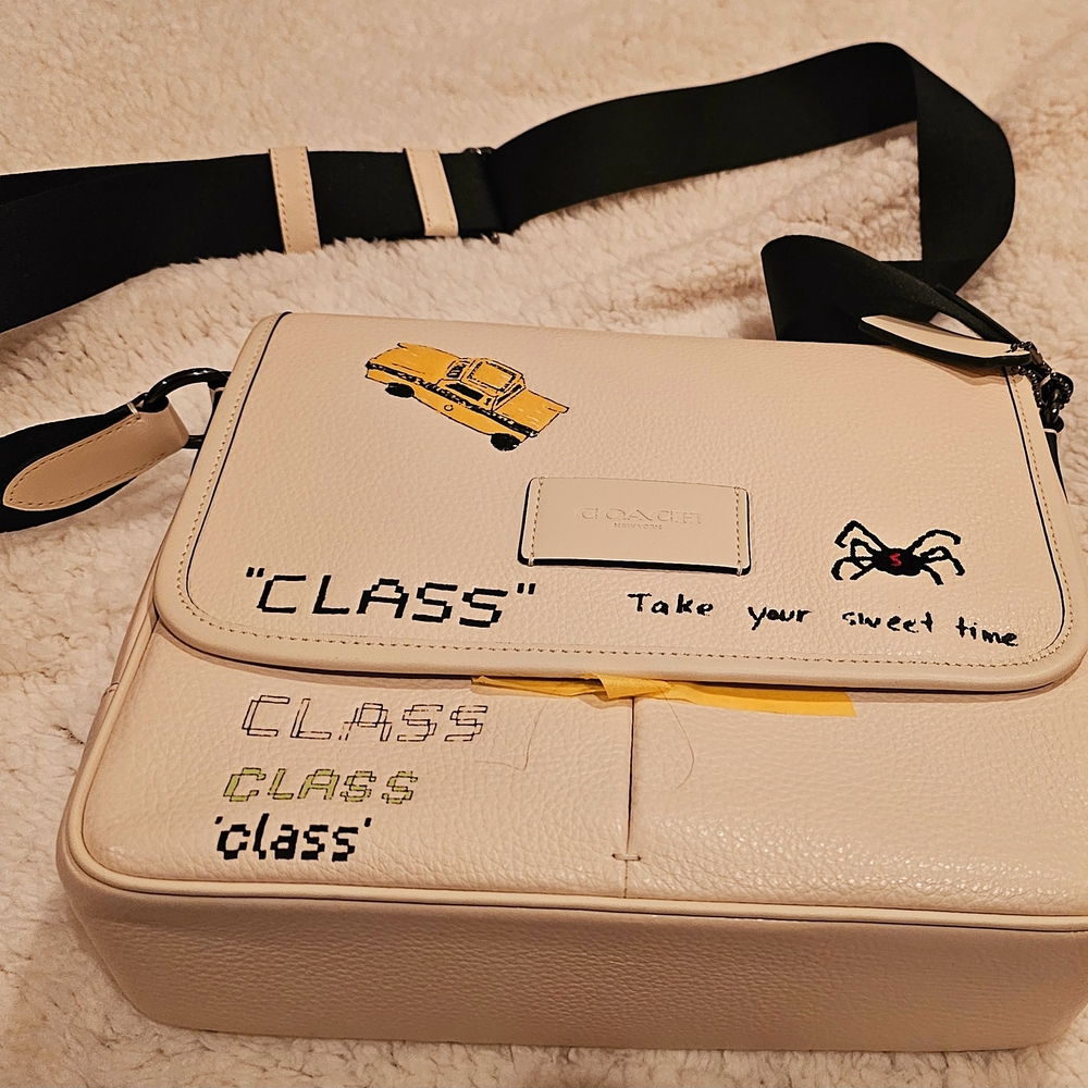 Coach Beige Crossbody with Yellow Car Motif